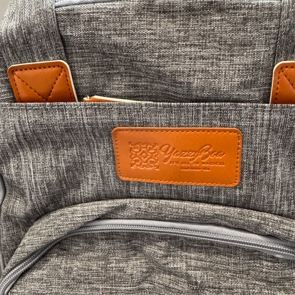 Yazzy Boa Gray and Brown Women’s Men’s Diaper Bag Backpack For Babies Toddlers - Picture 2 of 12